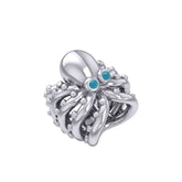 Octopus Silver Bead with Turquoise Eyes TBD376 - DiveSilver Jewelry